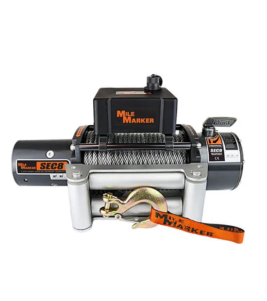 77-50141W – MILEMARKER Winch, Vehicle Mounted Waterproof Recovery Winch 12 Volt Electric 8000 Pound Line Pull Capacit...